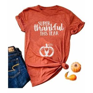 Women's Short Sleeve Thankful Tee - Orange
